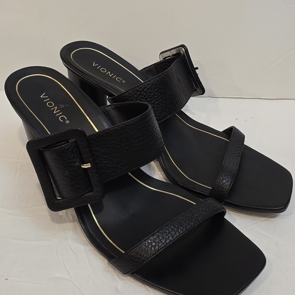 Vionic Women's Black Heeled Sandals, Supet Comfort